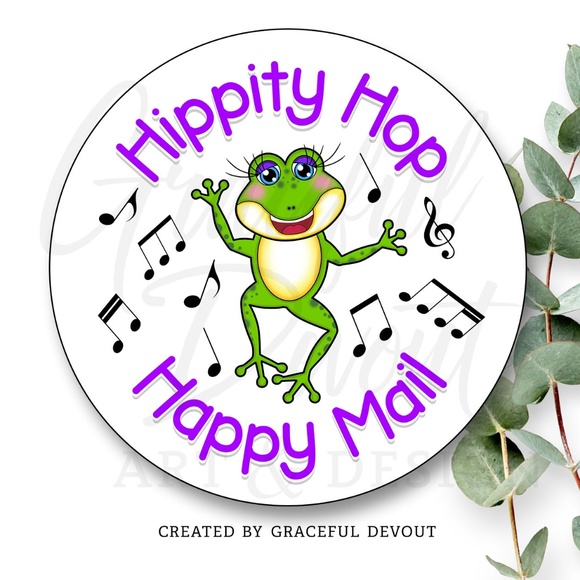 Graceful Devout Other - 🐸 Hippity Hop Happy Mail - 2" (inches) Sticker 48ct.)